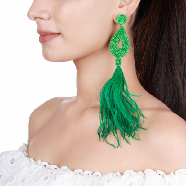 Beeded Feather Earrings