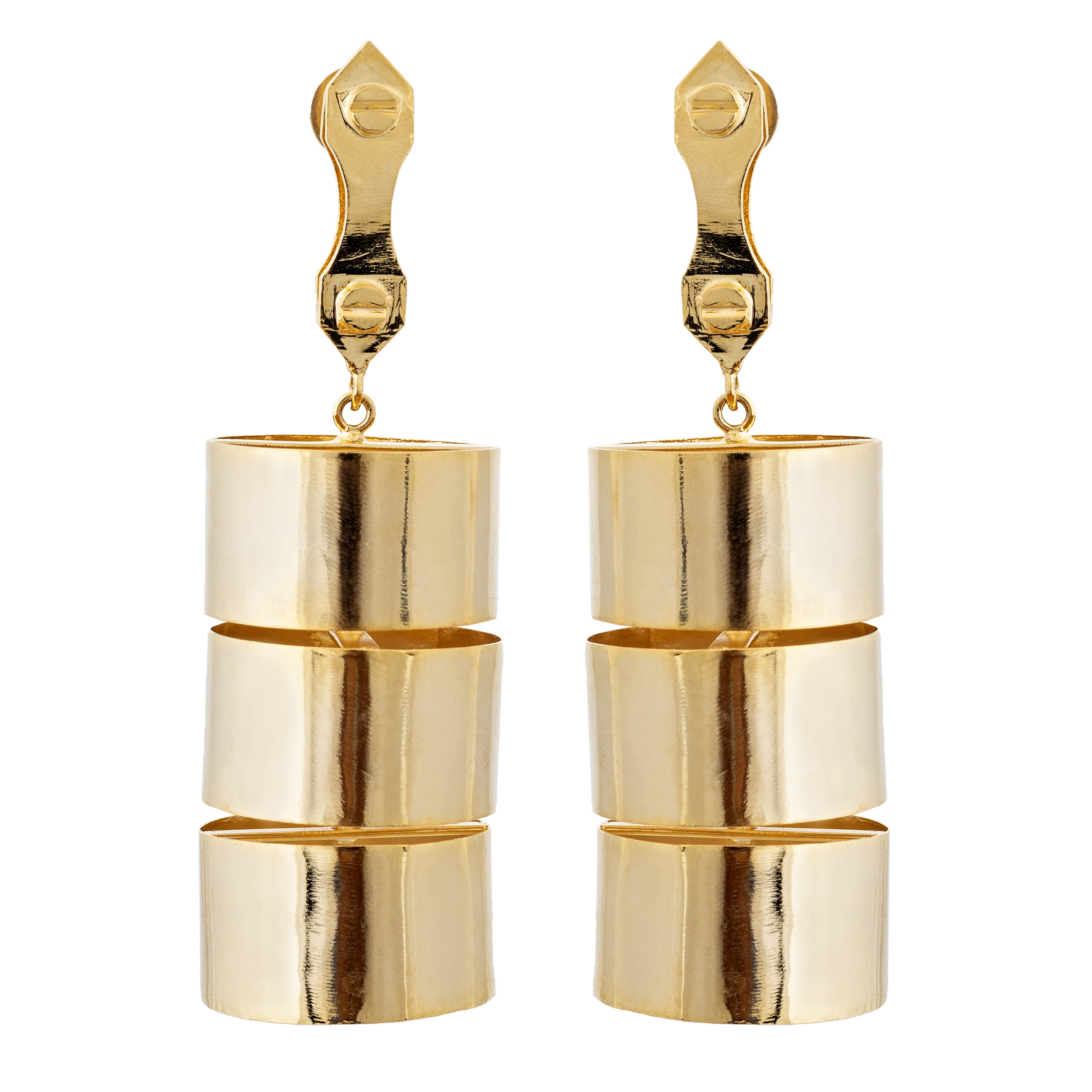 Cylinder Gold Earrings